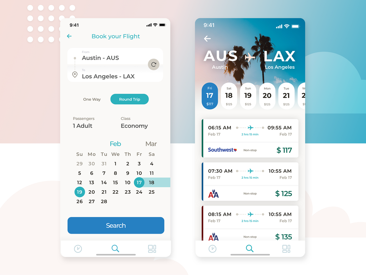 Dribbble of a flight search