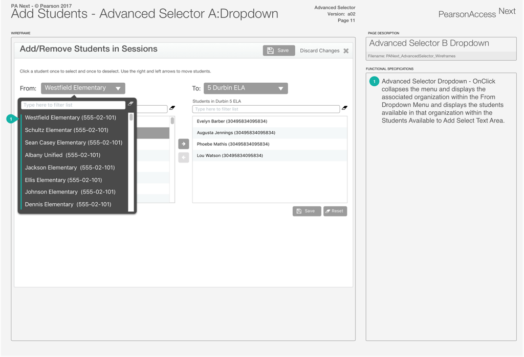 Add students wireframe