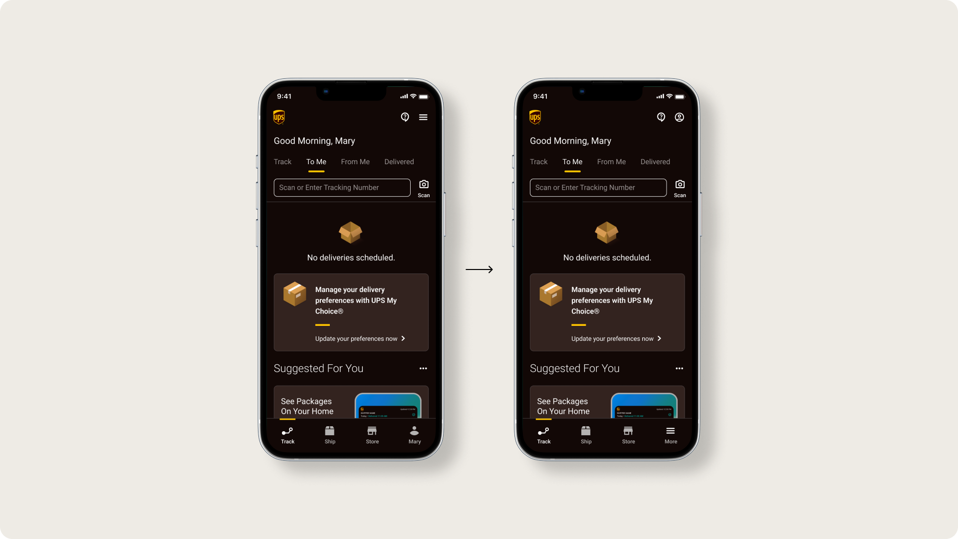 Before and After menu redesign