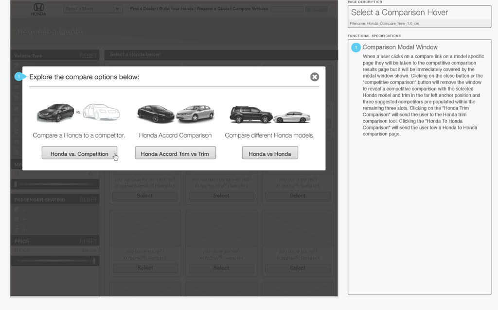 Modal wireframe
