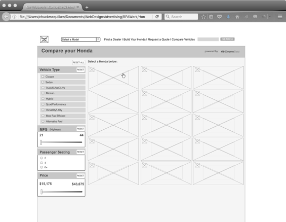 A screenshot from the clickable prototype