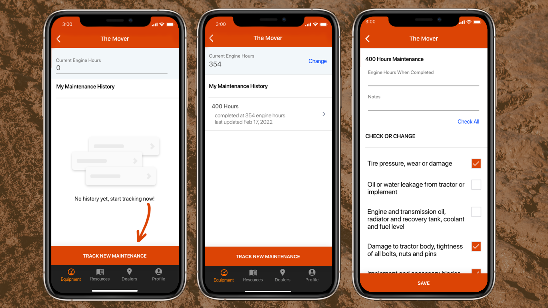 High-fidelity designs of maintenance tracking feature