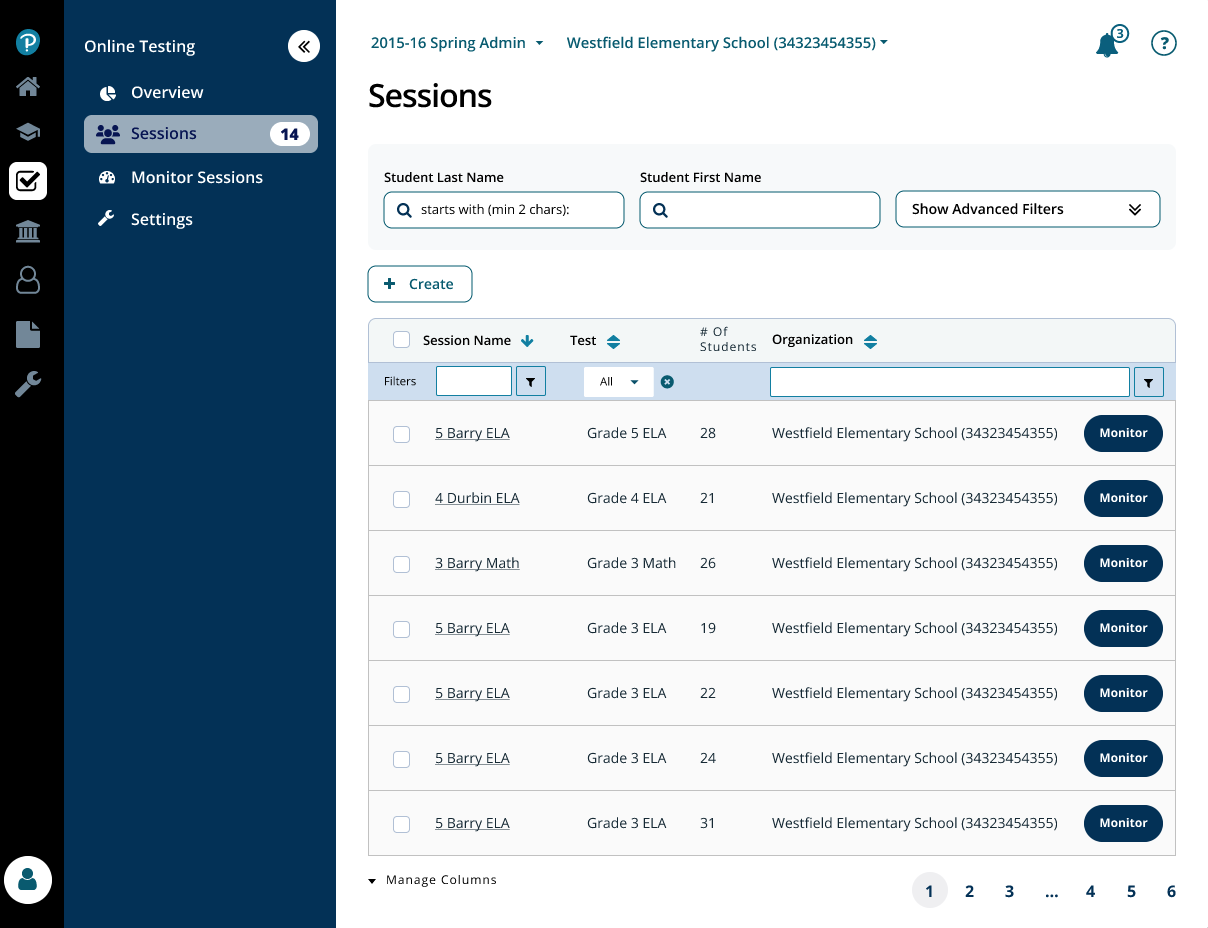 High-fidelity mockup of redesigned sessions screen