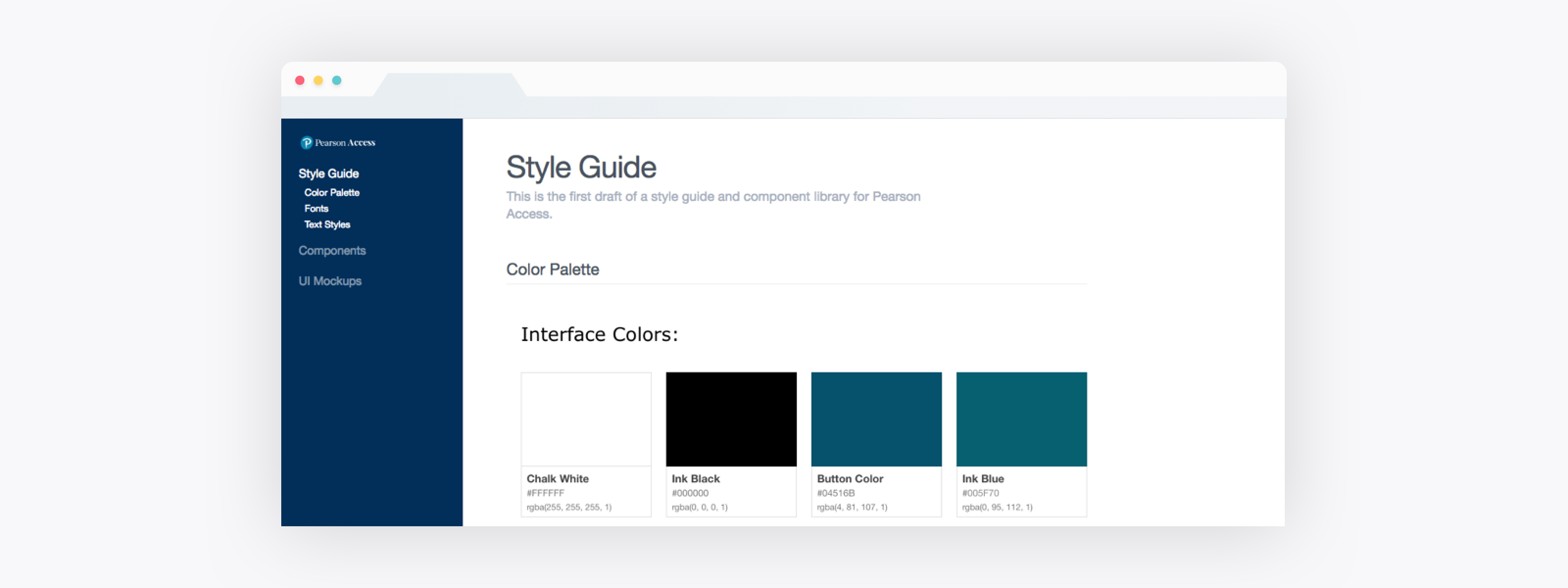 Screenshot of the new PA Next style guide