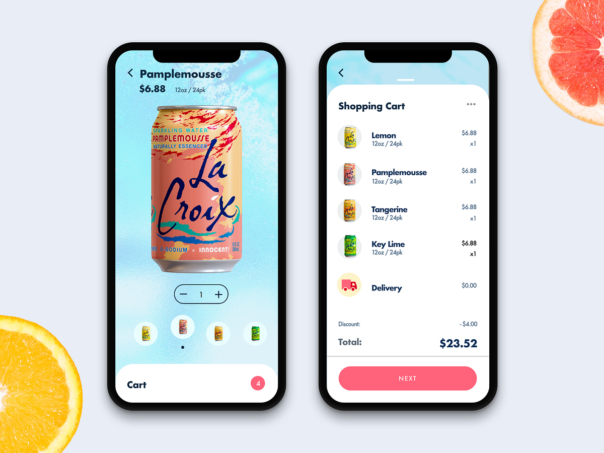 Dribbble shot of a shopping cart