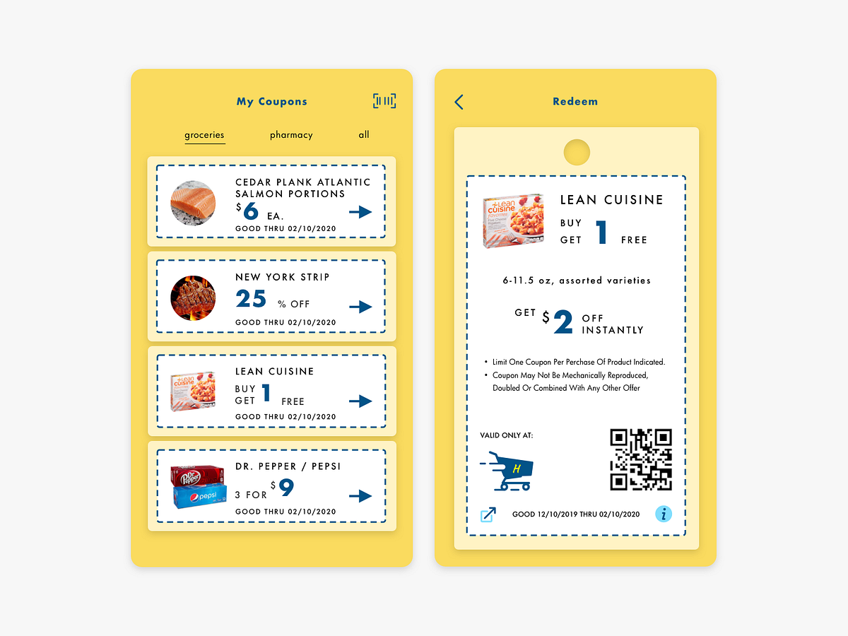 Dribbble of redeeming a coupon